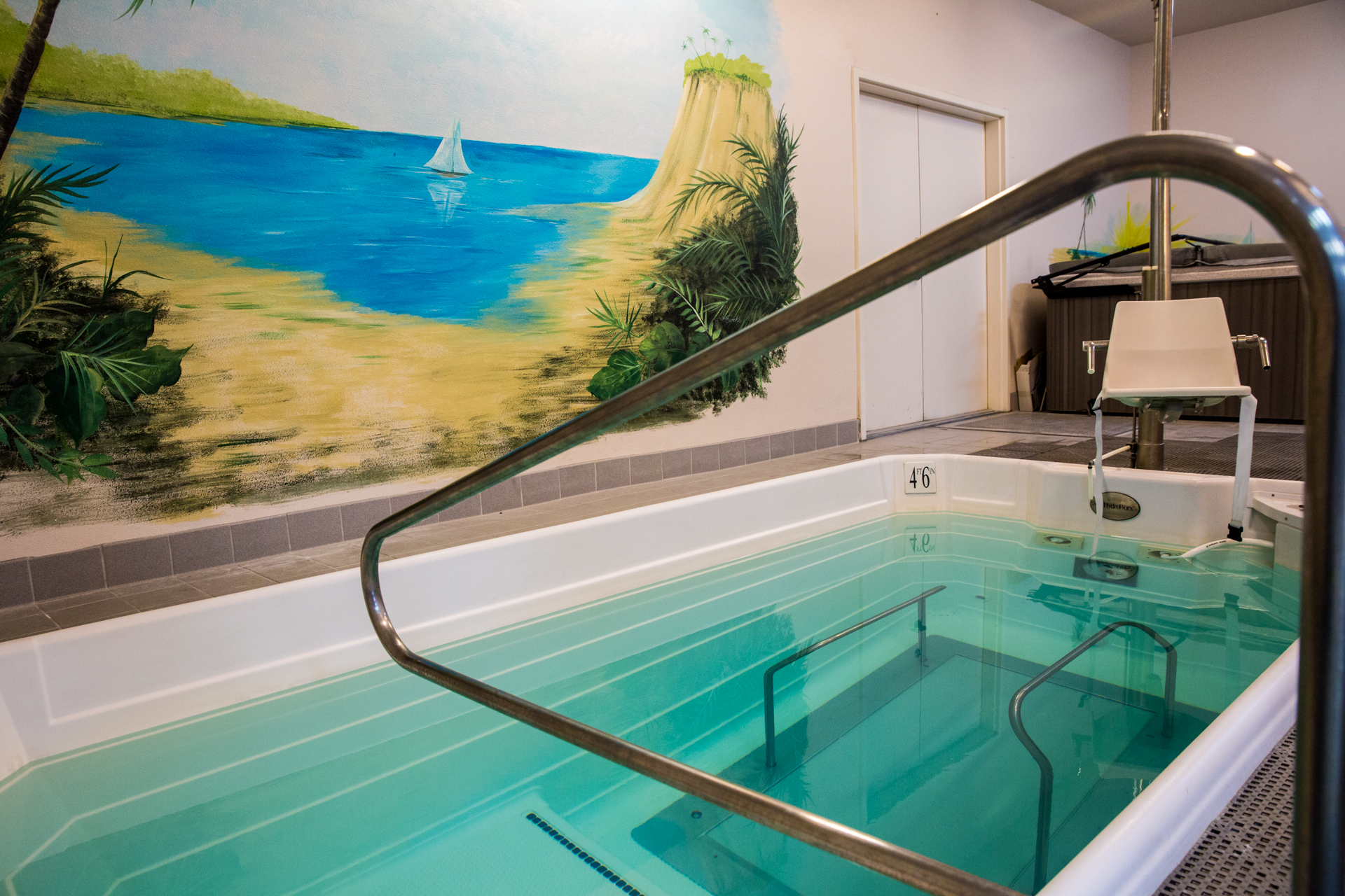 Physical therapy swimming pool for hydrotherapy.